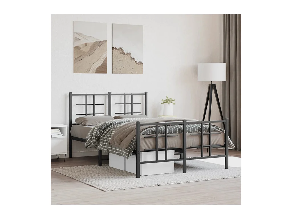 Giroletto con Testiera e Pediera Metallo Nero 120x190 cm