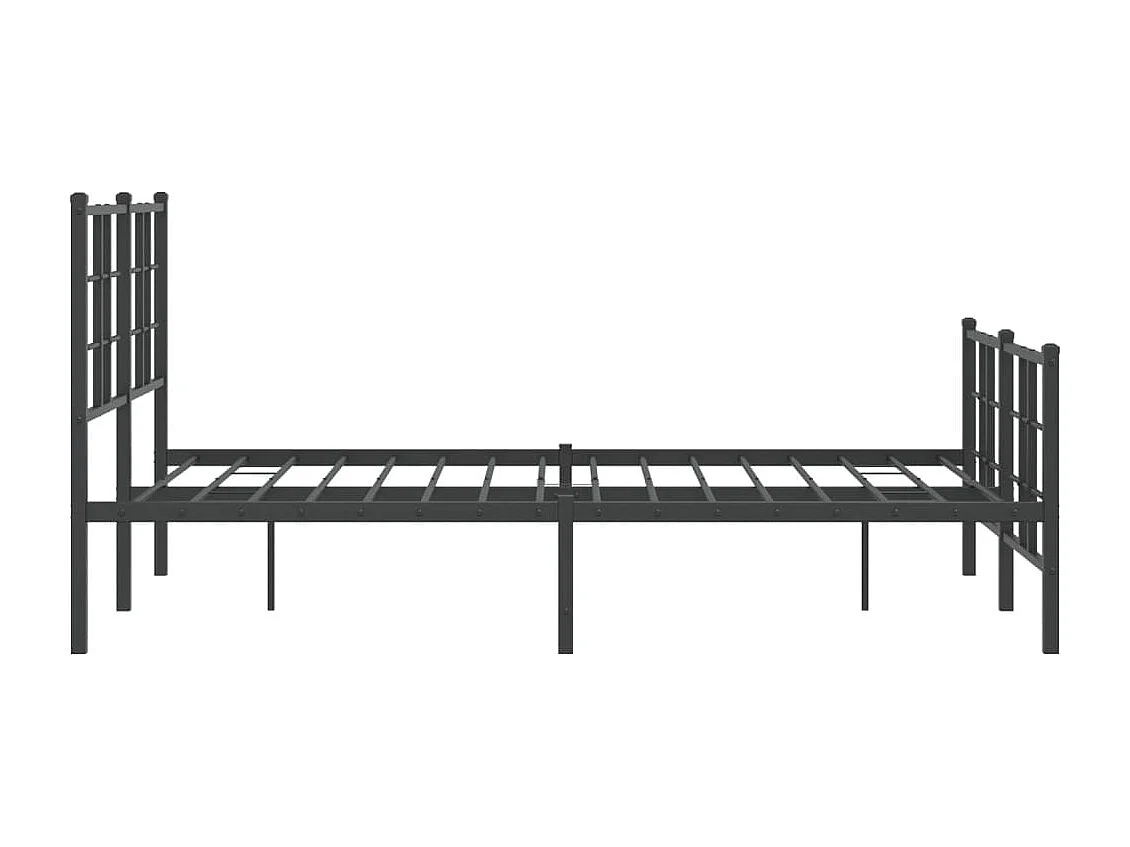 Cadre de lit métal sans matelas avec pied de lit noir 120x190cm