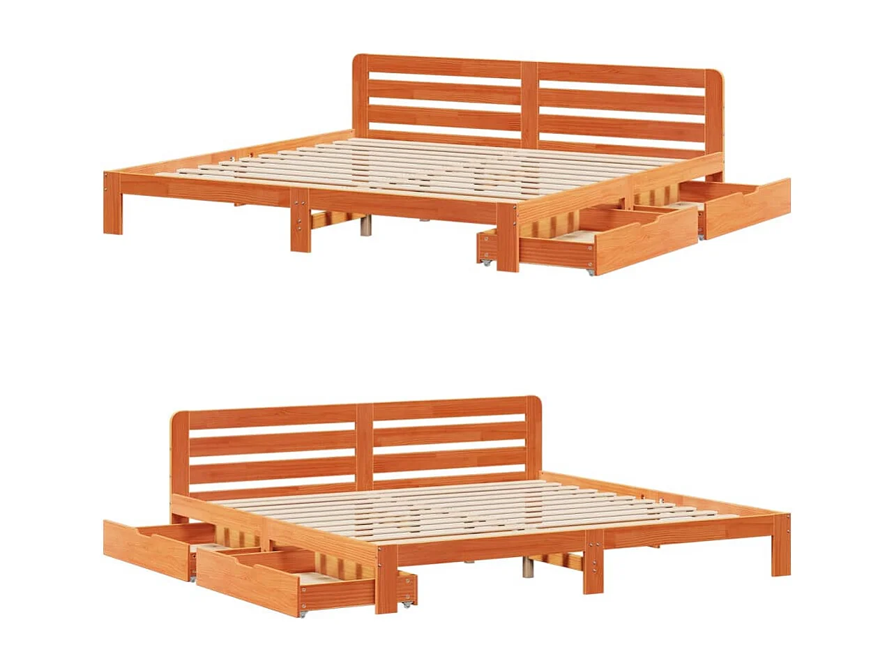 Cama sem colchão 180x200 cm pinho maciço castanho-mel