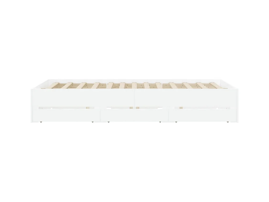Cadre de lit avec tiroirs sans matelas blanc 150x200 cm