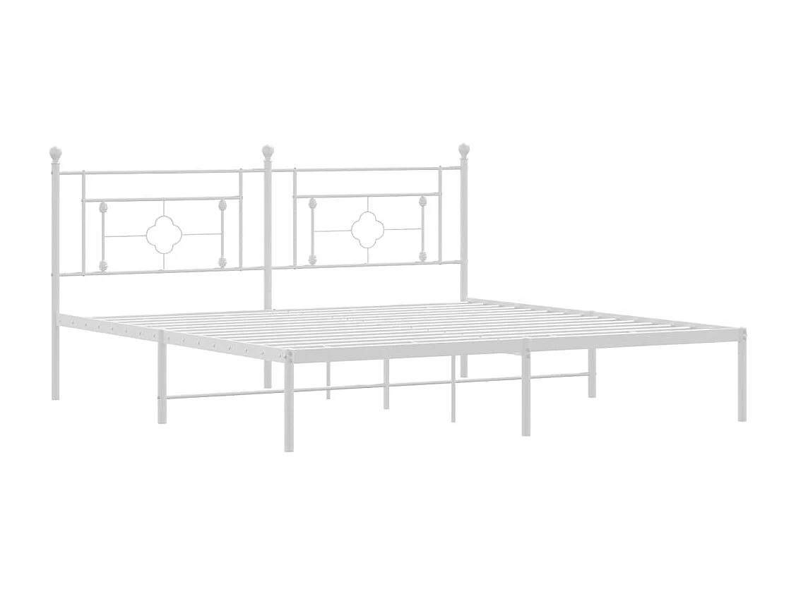 Cadre de lit métal sans matelas et tête de lit blanc 183x213 cm