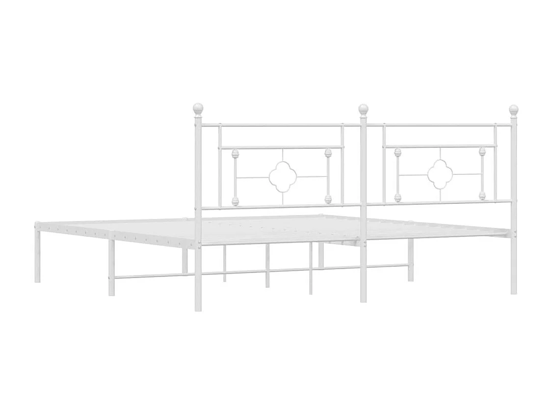Cadre de lit métal sans matelas et tête de lit blanc 183x213 cm