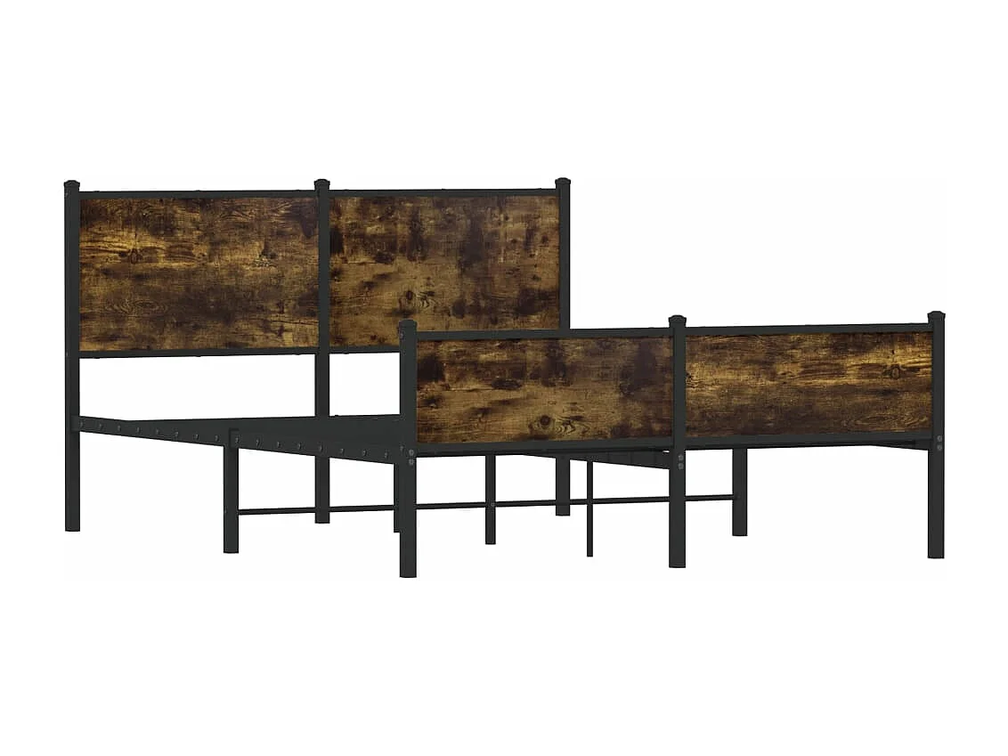 Cadre de lit en métal sans matelas chêne fumé 140x200 cm