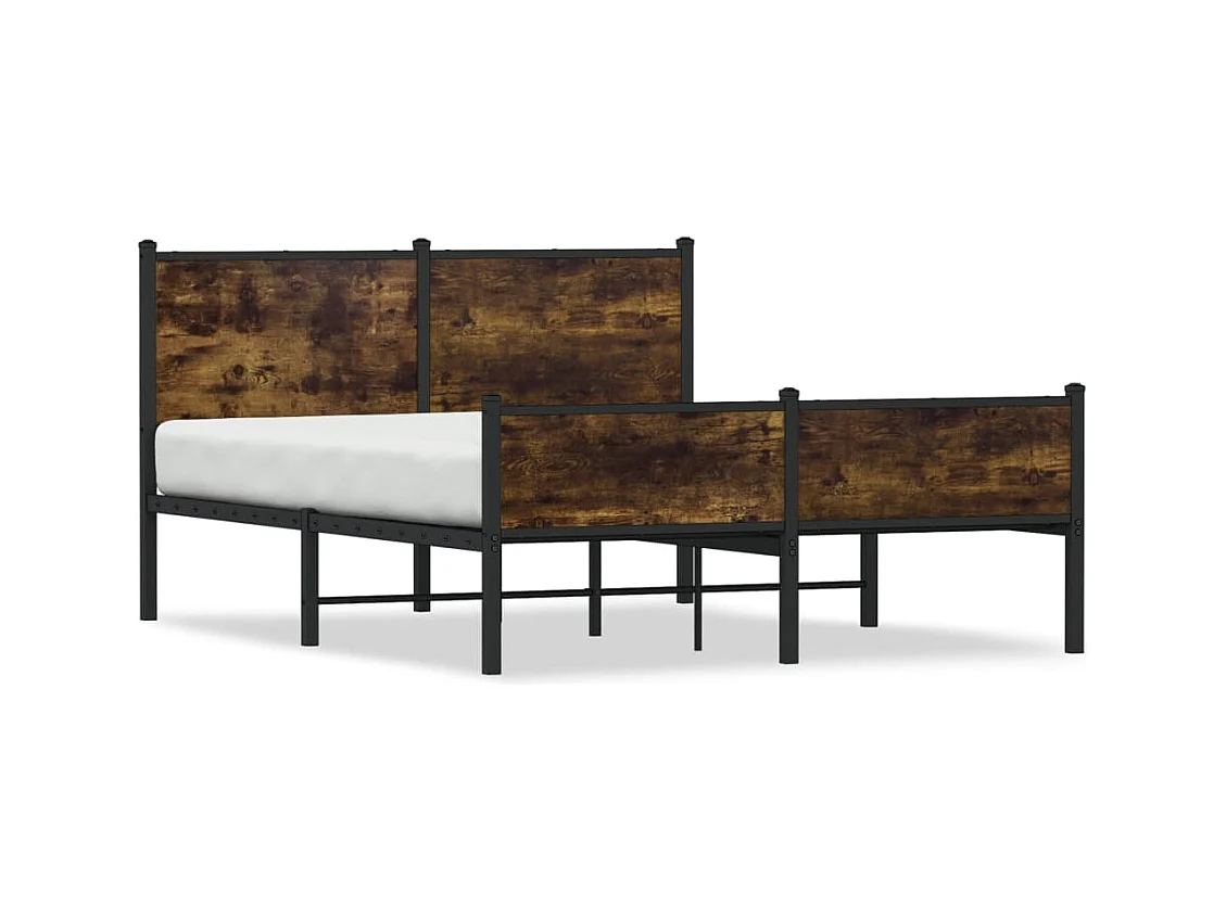 Cadre de lit en métal sans matelas chêne fumé 140x200 cm