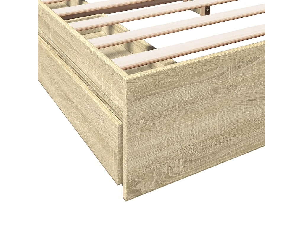 Cama con cajones madera ingeniería roble Sonoma 200x200 cm