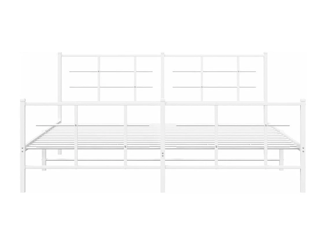Cadre de lit métal sans matelas et pied de lit blanc 183x213 cm