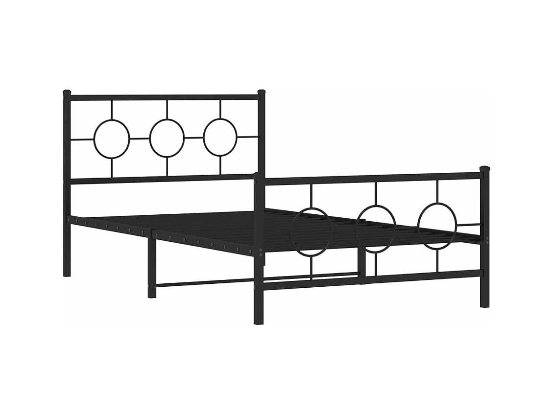 Cadre de lit métal sans matelas avec pied de lit noir 107x203cm