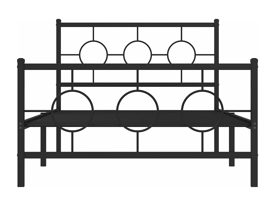 Cadre de lit métal sans matelas avec pied de lit noir 107x203cm