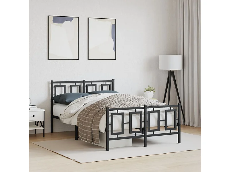 Bedframe met hoofd- en voeteneinde metaal zwart 120x190 cm