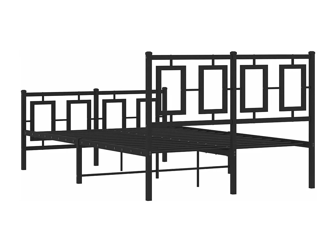 Estrutura de cama com cabeceira e pés 120x190 cm metal preto