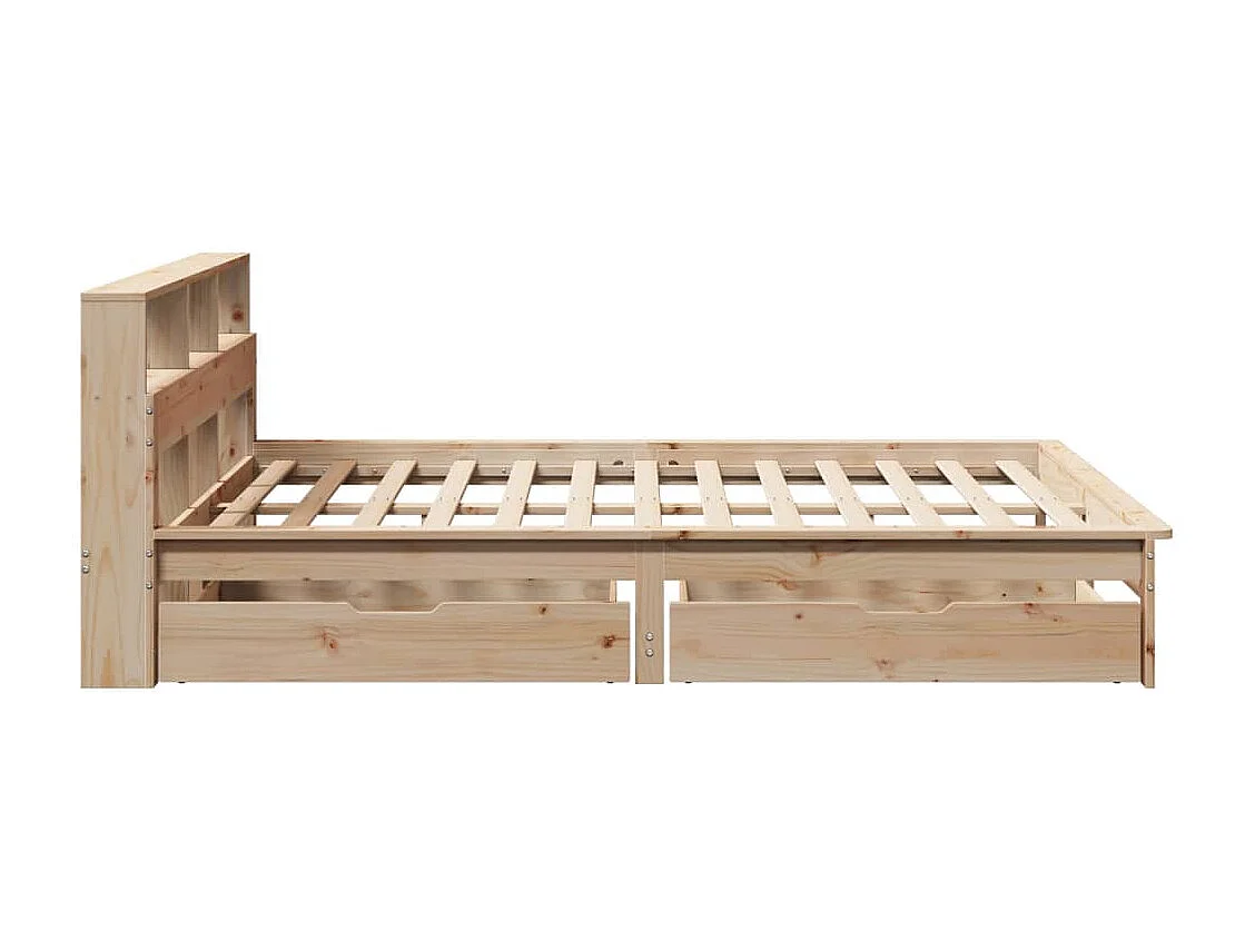 Lit bibliothèque sans matelas 150x200 cm bois massif de pin