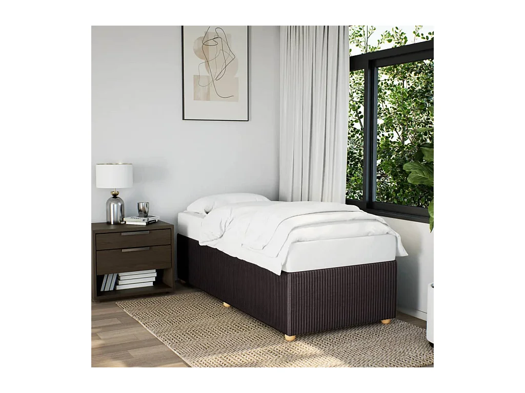 Estructura de cama sin colchón tela marrón oscuro 90x190 cm