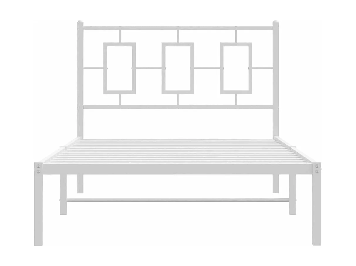 Cadre de lit métal sans matelas et tête de lit blanc 100x190 cm