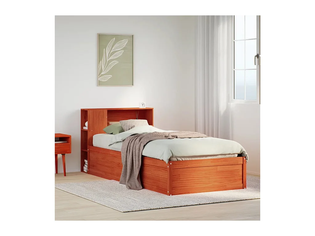Cadre de lit sans matelas cire marron 75x190 cm bois pin massif