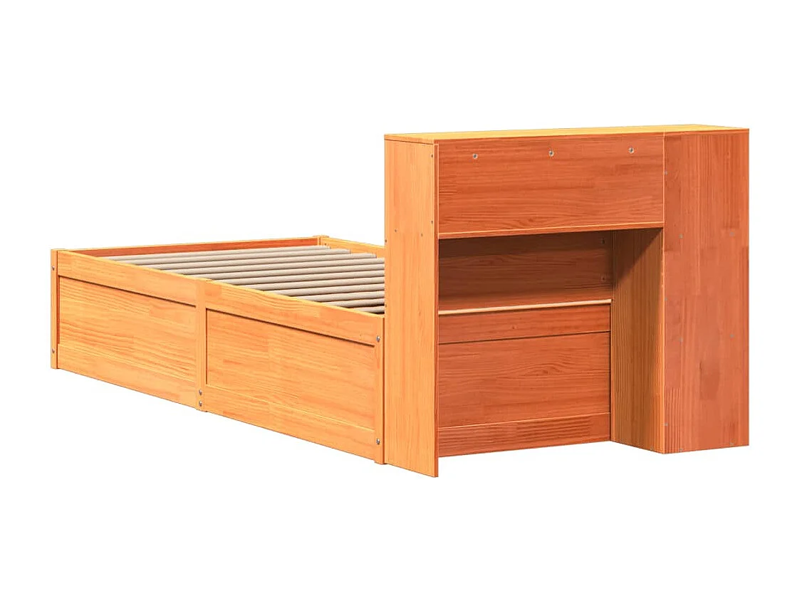 Cadre de lit sans matelas cire marron 75x190 cm bois pin massif