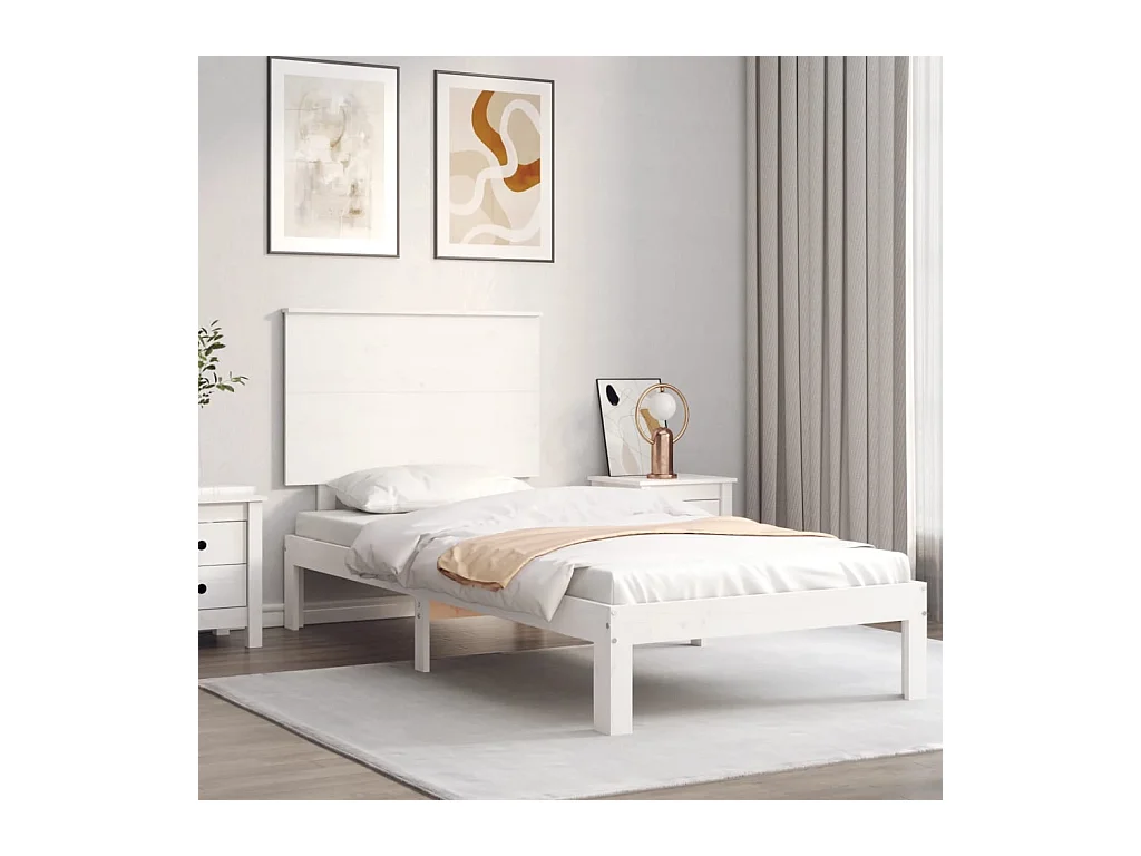 Bedframe zonder matras massief grenenhout wit 140x200 cm