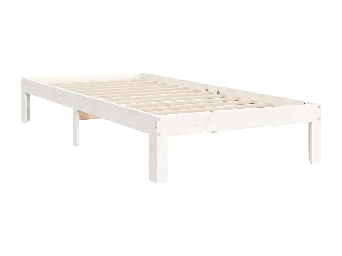 Cama sem colchão 100x200 cm madeira de pinho maciça branco