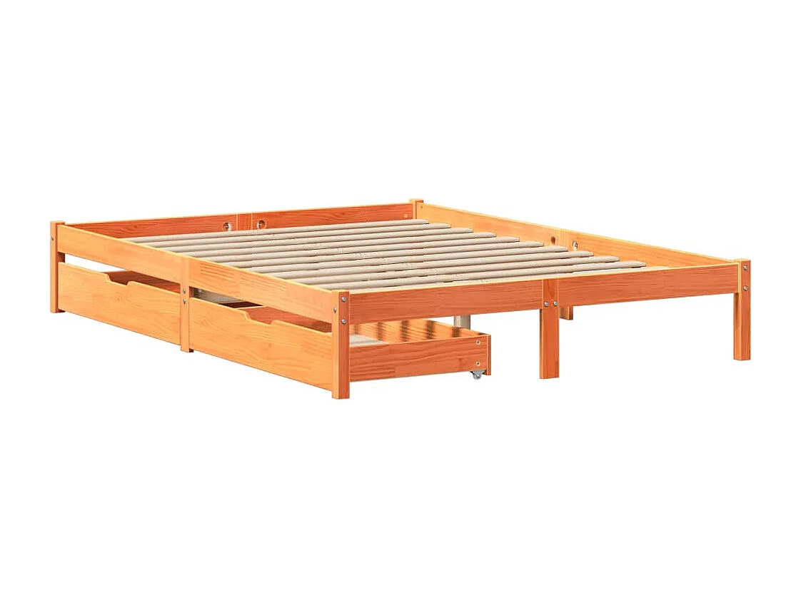 Cadre de lit sans matelas cire marron 120x200cm bois pin massif