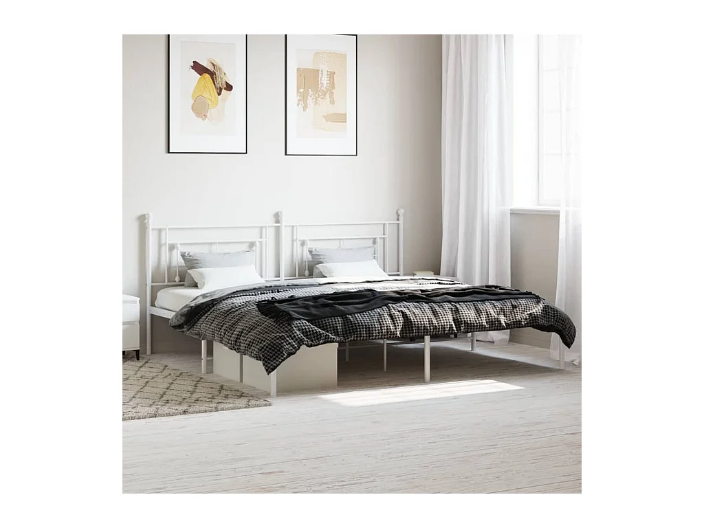 Giroletto con Testiera Metallo Bianco 193x203 cm