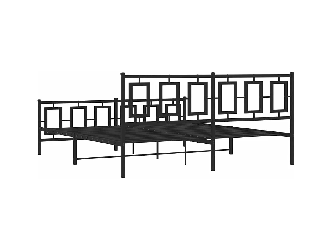 Bedframe met hoofd- en voeteneinde metaal zwart 183x213 cm