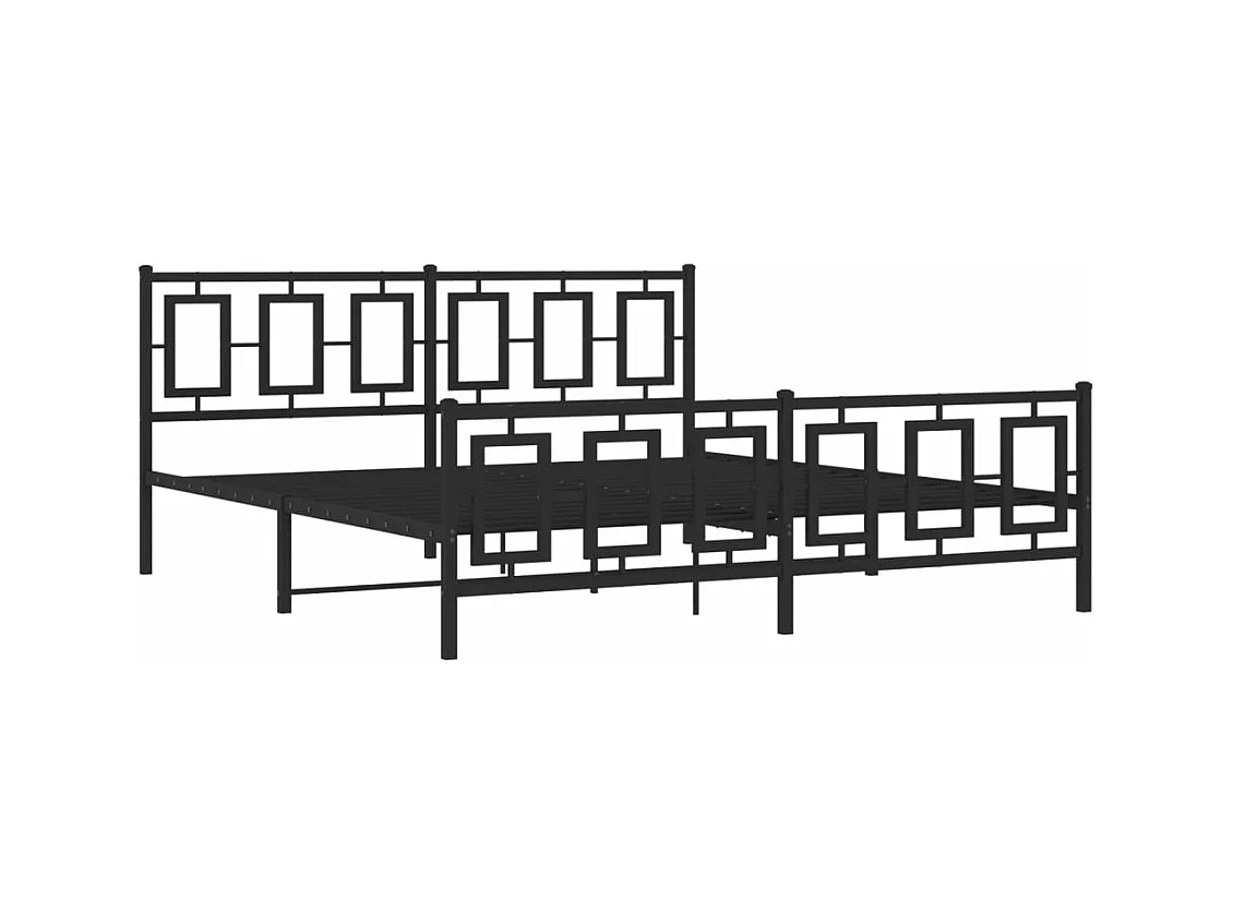Bedframe met hoofd- en voeteneinde metaal zwart 183x213 cm