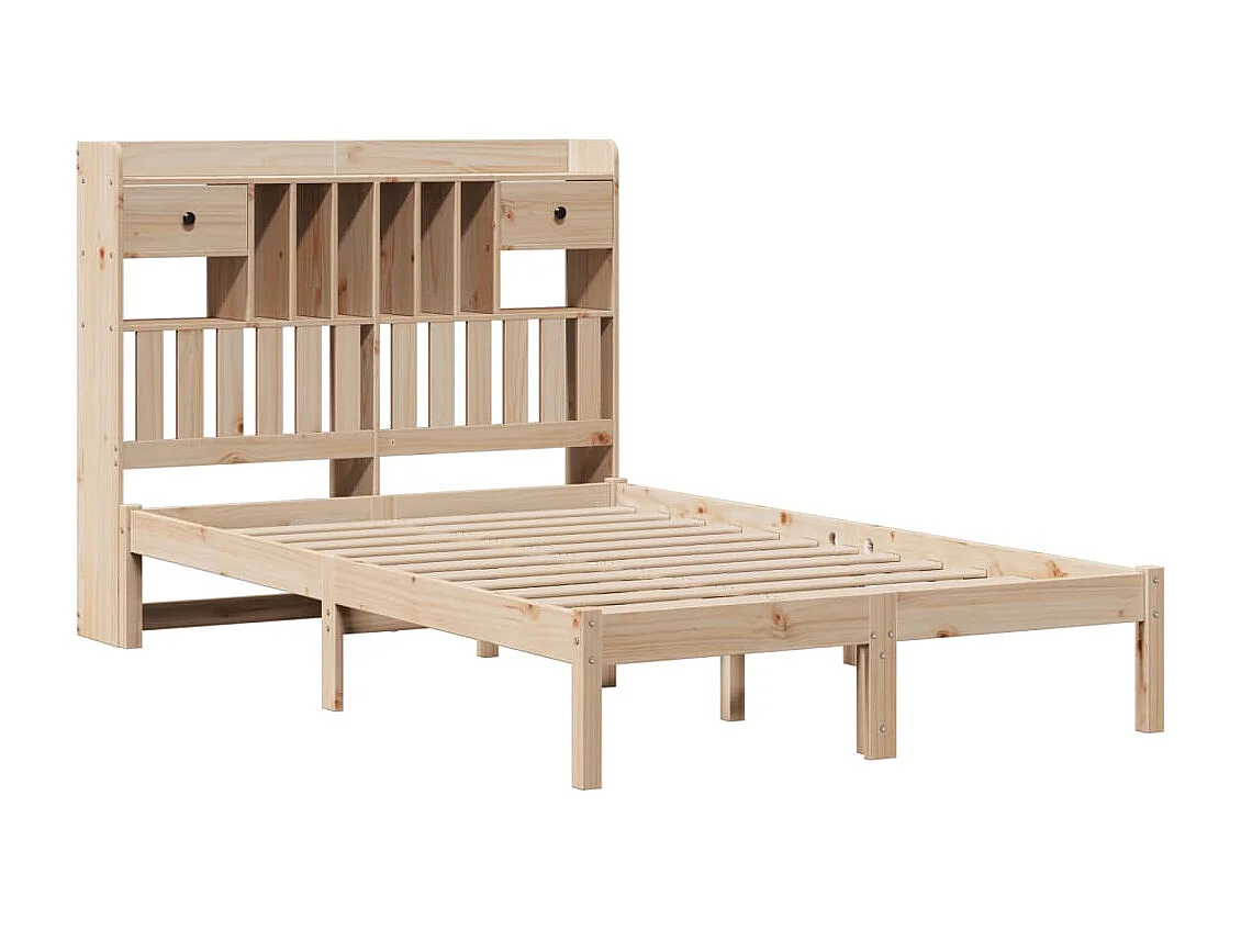 Lit bibliothèque sans matelas 135x190 cm bois de pin massif