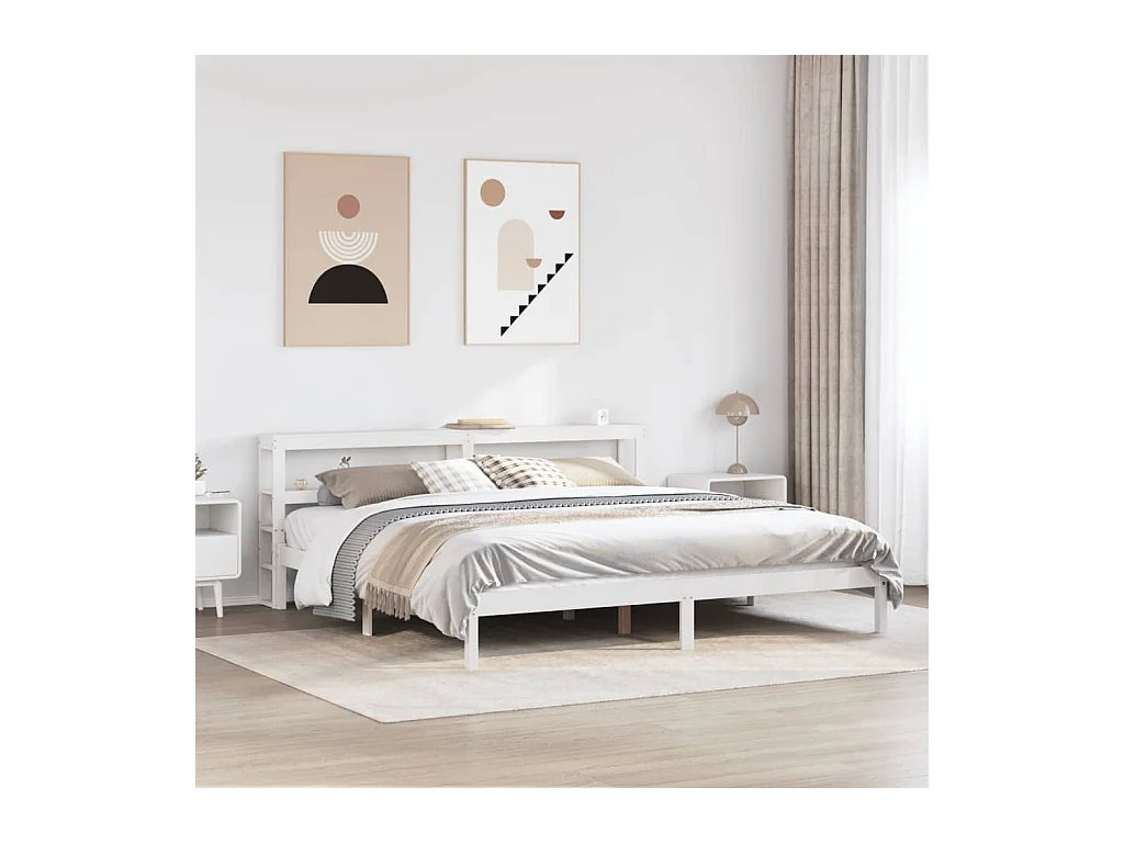 Estructura de cama sin colchón madera maciza blanca 200x200 cm