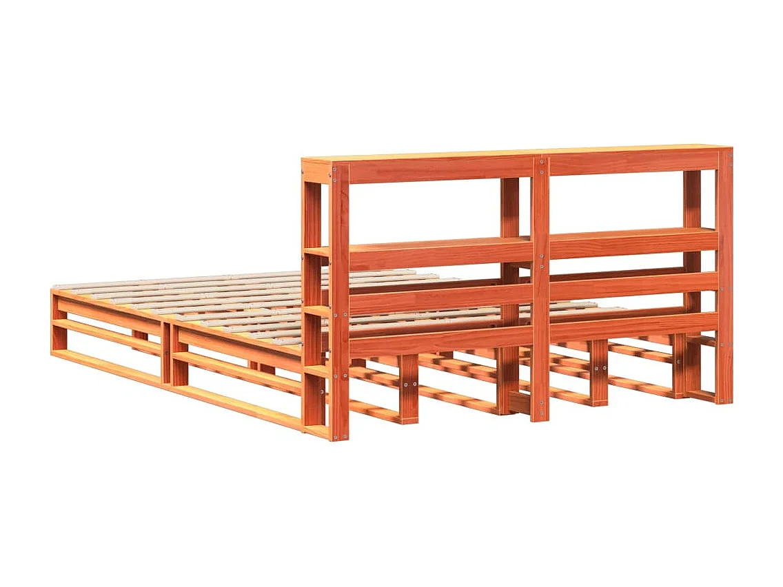 Cadre de lit sans matelas cire marron 140x200cm bois pin massif