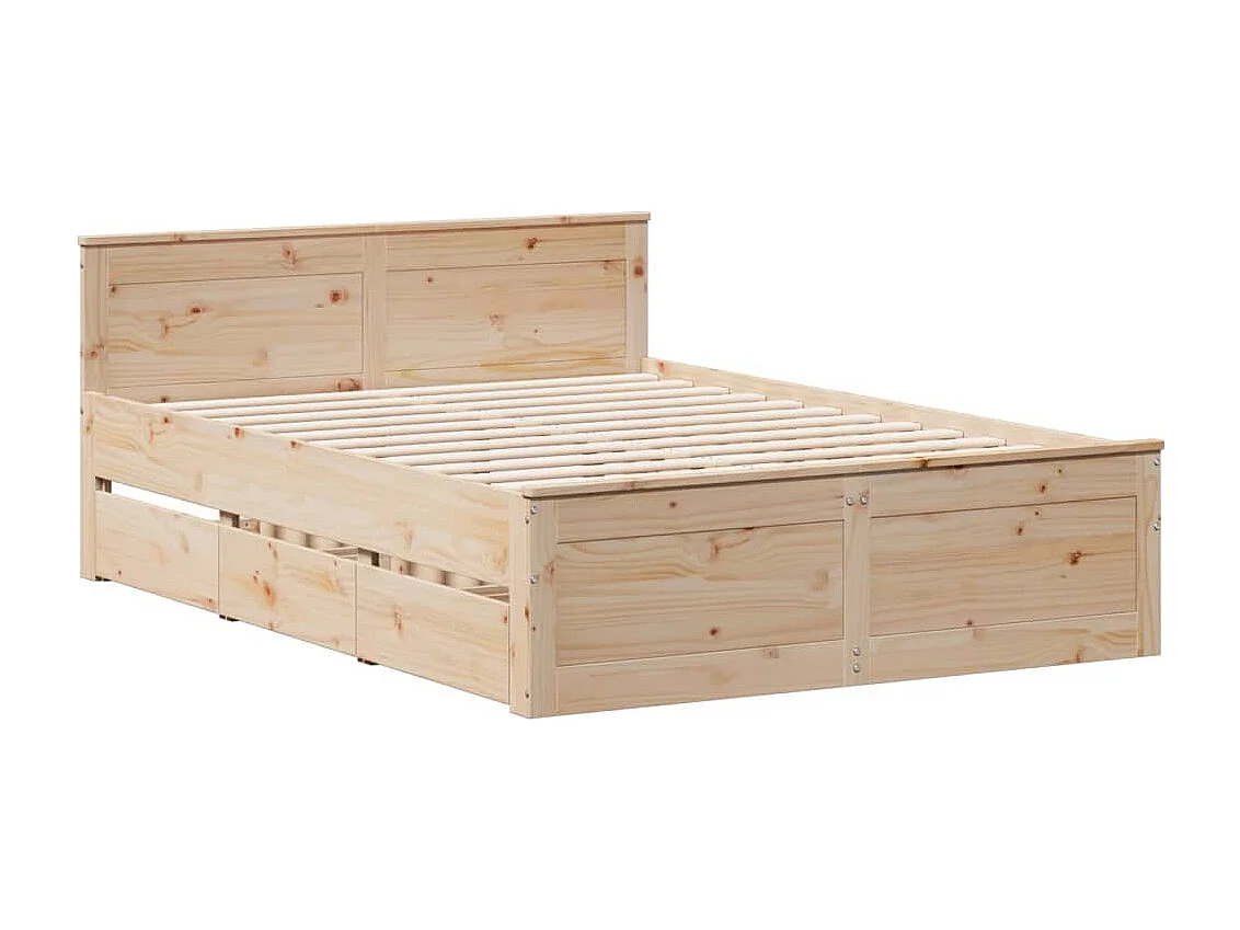 Cadre de lit sans matelas avec tête de lit 140x190cm pin massif