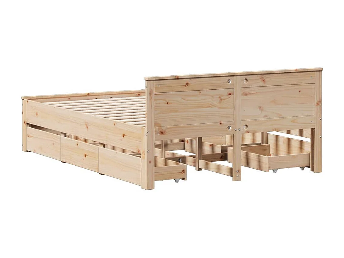 Cadre de lit sans matelas avec tête de lit 140x190cm pin massif