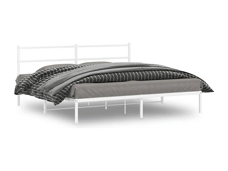 Cadre de lit métal sans matelas et tête de lit blanc 183x213 cm