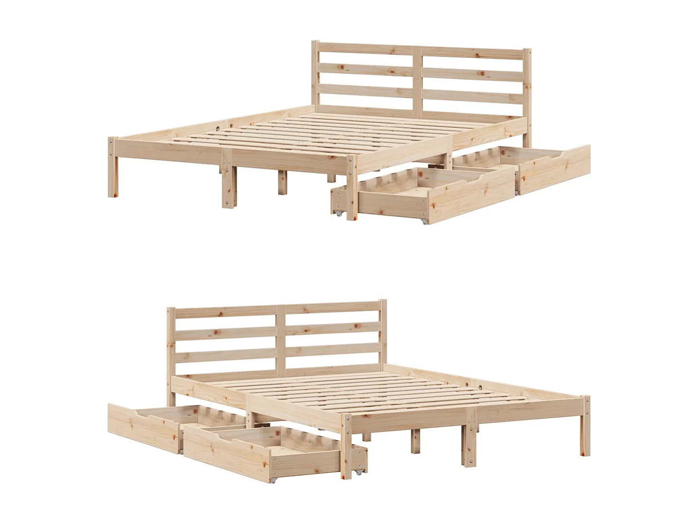 Letto senza Materasso 150x200 cm in Legno Massello di Pino