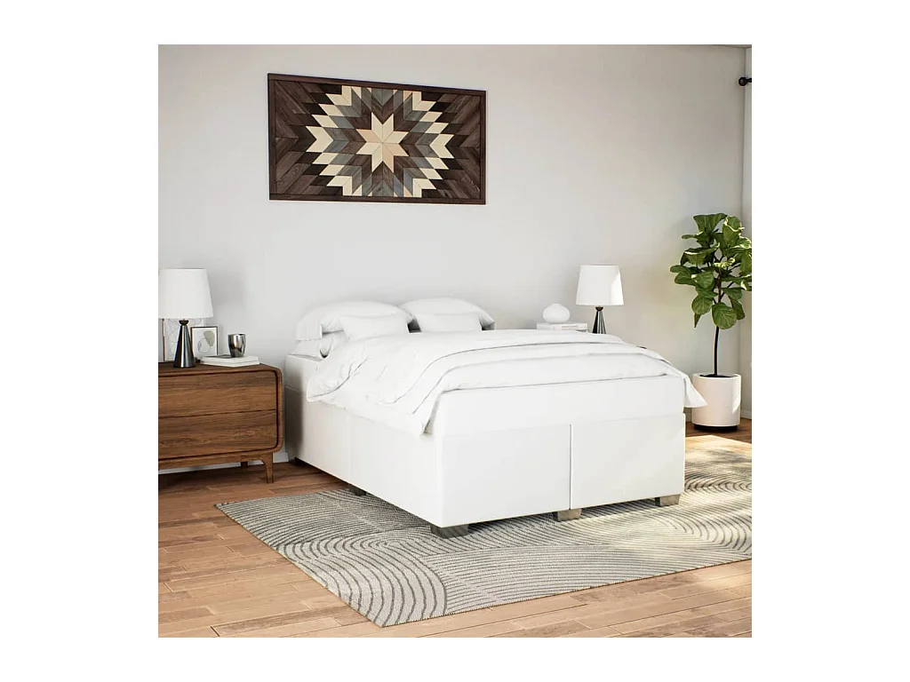 Cadre de lit sans matelas blanc 140x190 cm similicuir