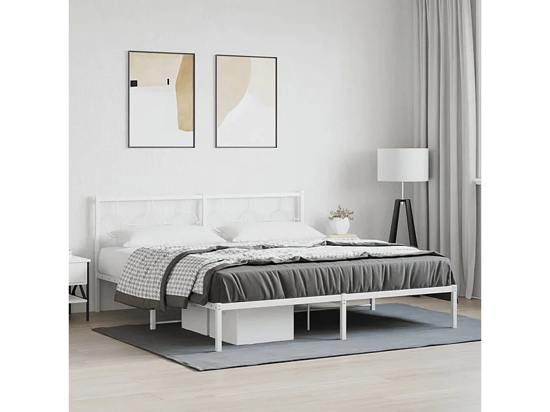 Estrutura de cama com cabeceira 180x200 cm metal branco
