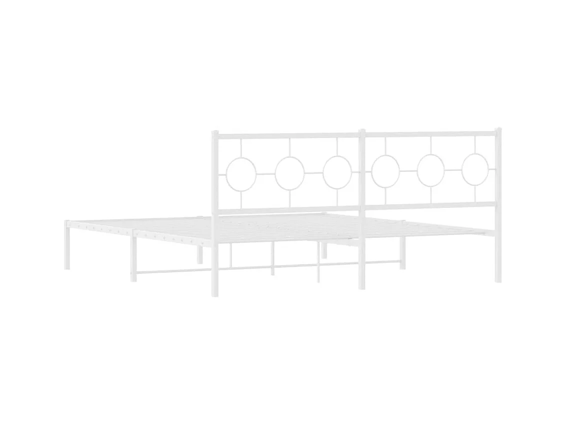 Cadre de lit métal sans matelas et tête de lit blanc 180x200 cm