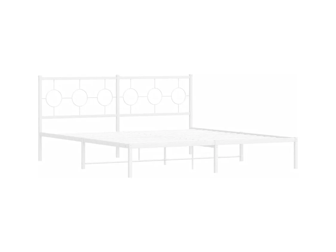 Bedframe met hoofdbord metaal wit 180x200 cm
