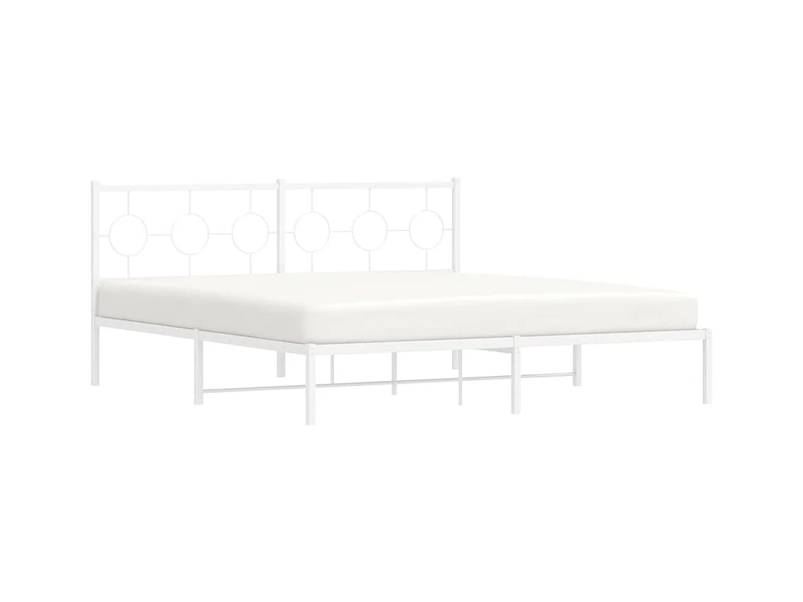Bedframe met hoofdbord metaal wit 180x200 cm