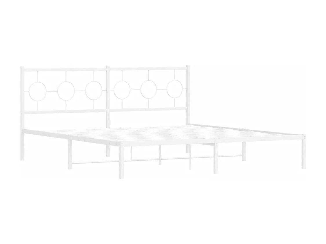 Cadre de lit métal sans matelas et tête de lit blanc 180x200 cm