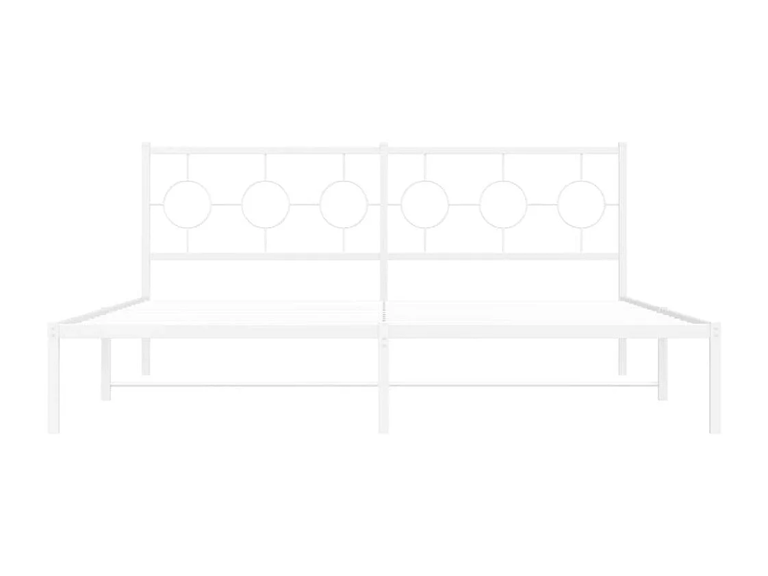 Cadre de lit métal sans matelas et tête de lit blanc 180x200 cm