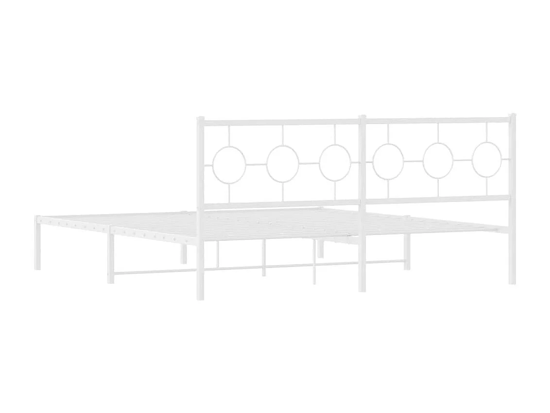 Cadre de lit métal sans matelas et tête de lit blanc 180x200 cm