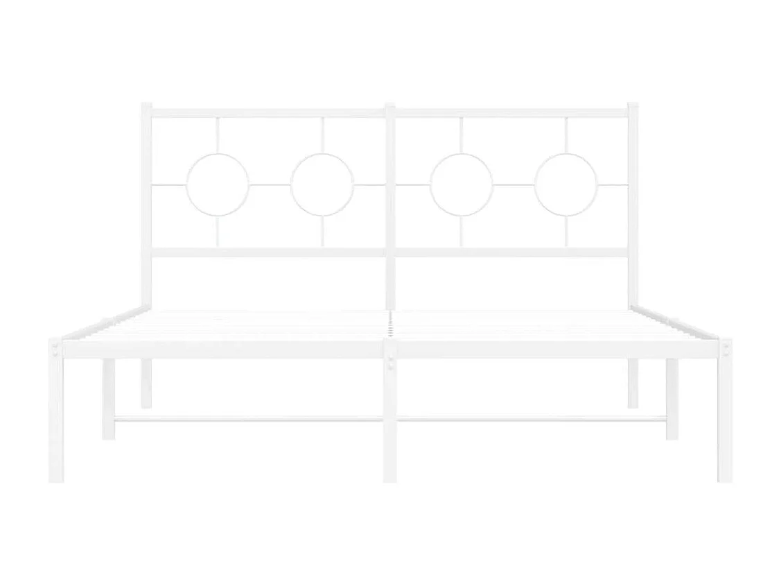 Cadre de lit métal sans matelas et tête de lit blanc 135x190 cm