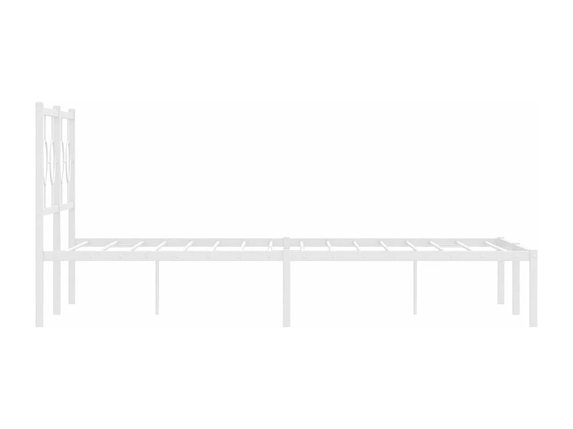 Cadre de lit métal sans matelas et tête de lit blanc 135x190 cm