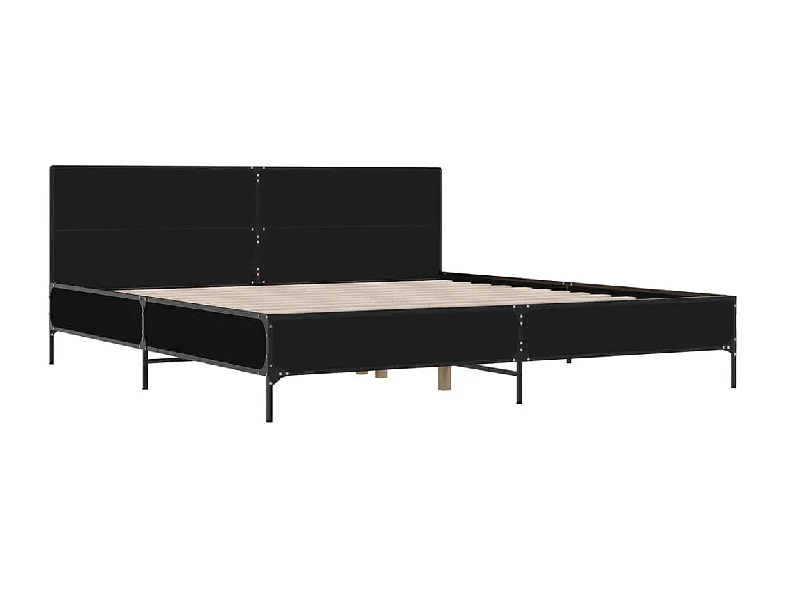 Bettgestell Schwarz 200x200 cm Holzwerkstoff und Metall