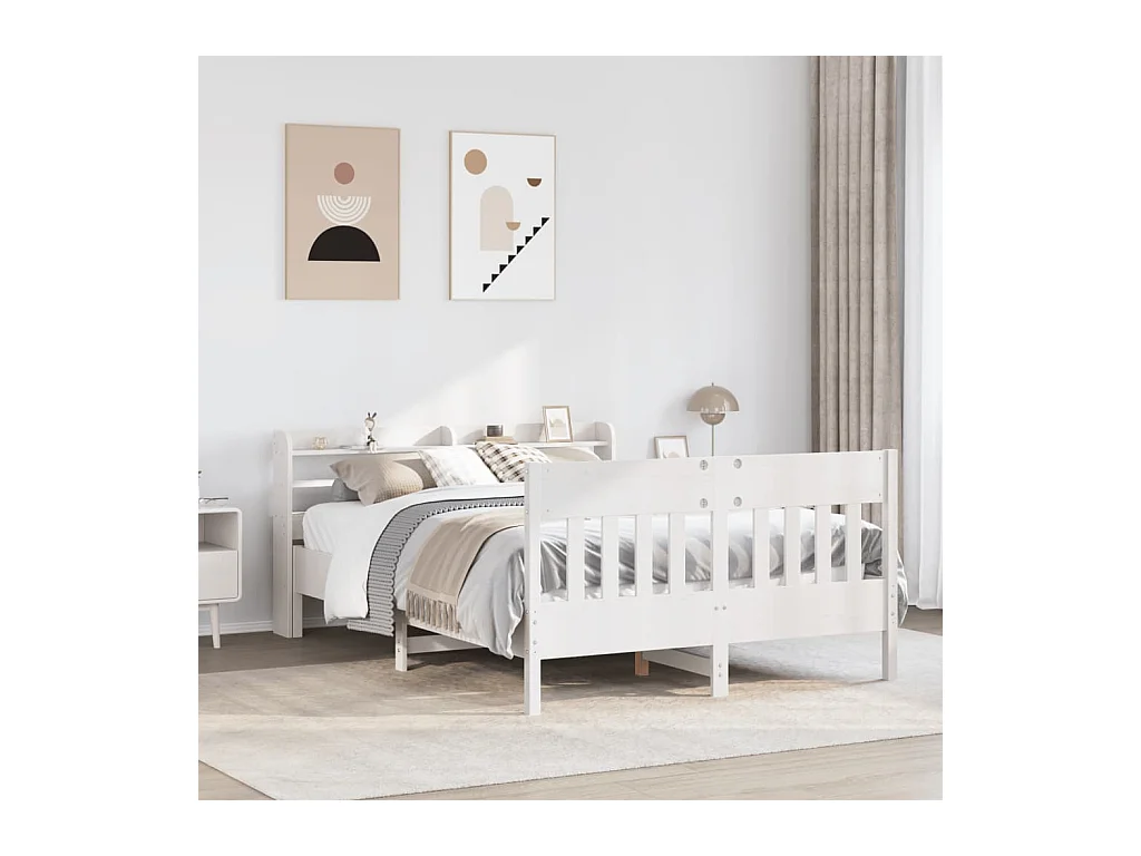 Letto senza Materasso Bianco 140x190 cm Legno Massello di Pino