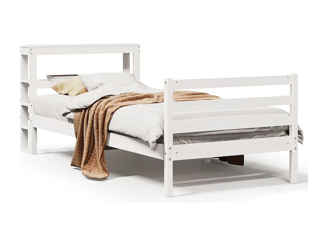 Cadre de lit sans matelas blanc 100x200 cm bois de pin massif