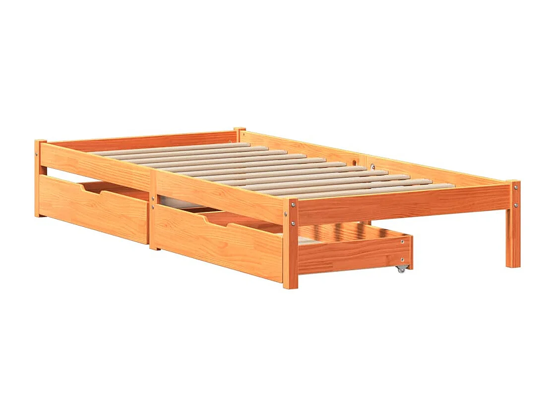 Massivholzbett ohne Matratze Wachsbraun 90x200 Kiefernholz