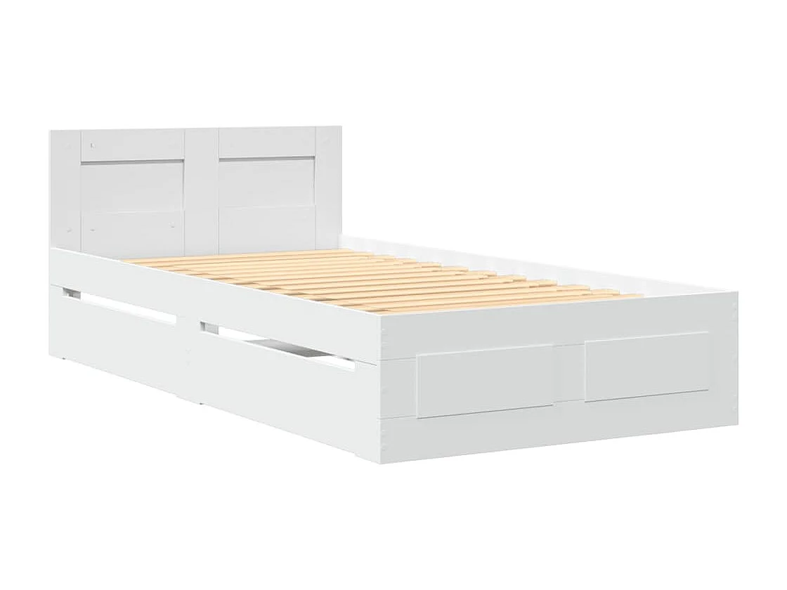 Bettgestell mit Kopfteil ohne Matratze Weiß 100x200 cm