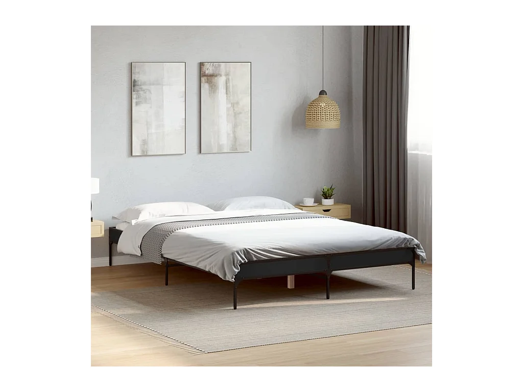 Cadre de lit sans matelas noir 120x190 cm