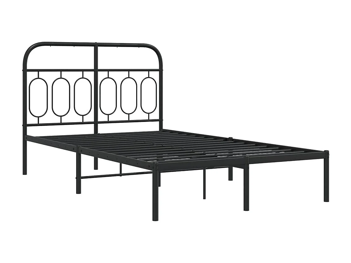 Cadre de lit métal sans matelas avec tête de lit noir 120x200cm