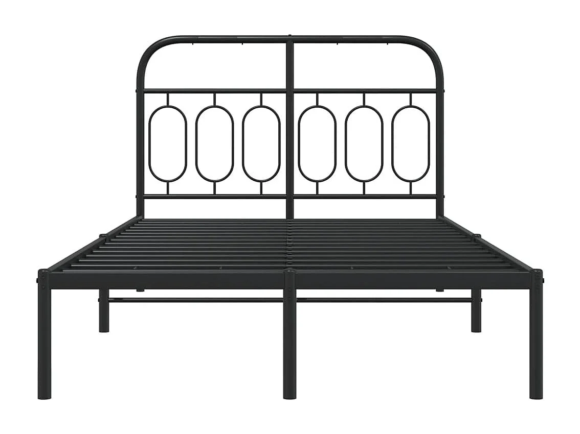 Cadre de lit métal sans matelas avec tête de lit noir 120x200cm